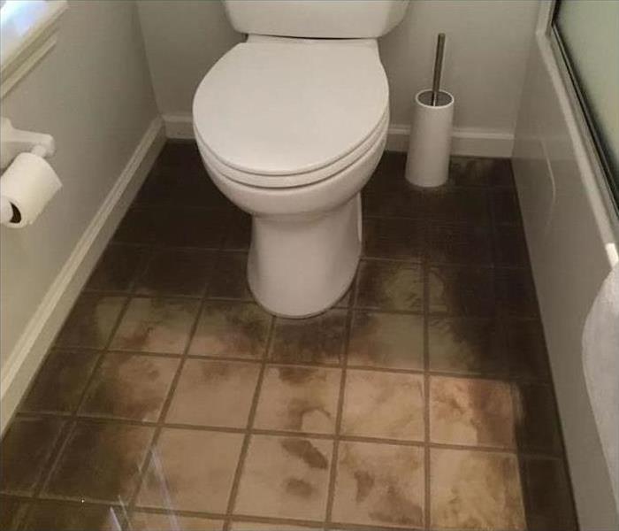 Tile Flooring with Water Damage in a bathroom